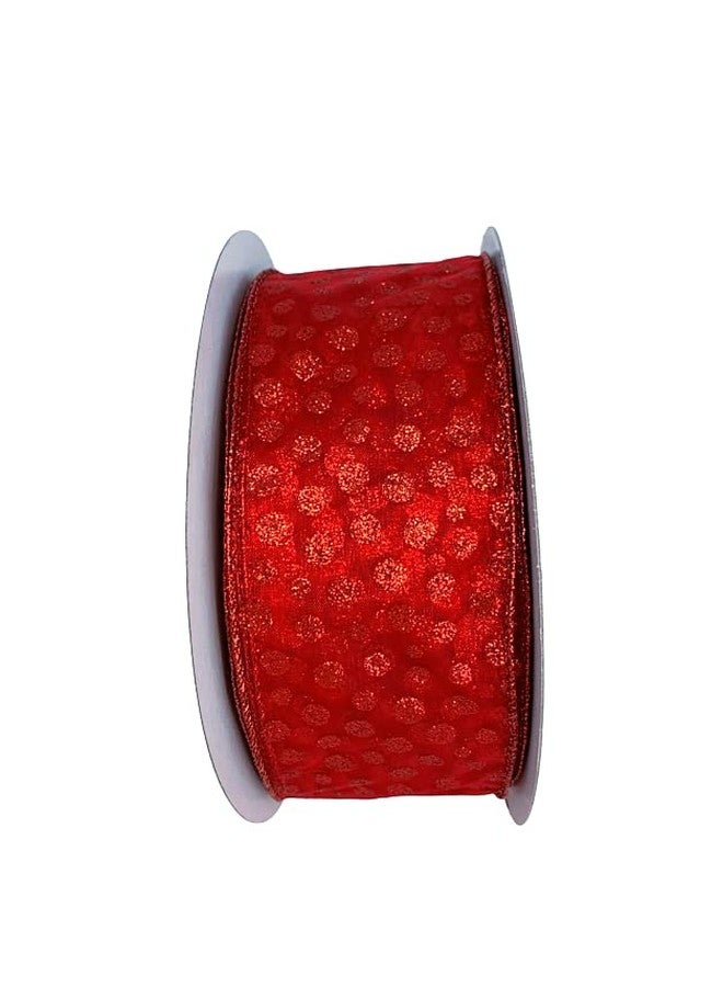 GiftWrap Etc. Red Glitter Polka Dots Sheer Ribbon- 2 1/2" x 50 Yards, Wired Edge, Valentine's Day, V-Day, Mother's Day, Wedding, Reception, Presents, Gift Basket, Gift Bow, Wreath, Garland, Fall, Christmas - Image 4